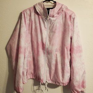 Forever 21 Plus Size Pink and White Windbreaker